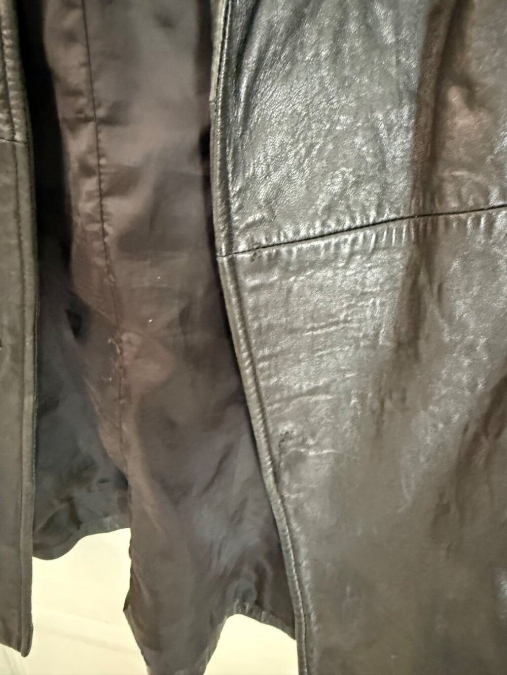 Vintage Dockers Black Leather Button Down Jacket Blazer Coat NO Buttons Women Sm - Picture 6 of 6